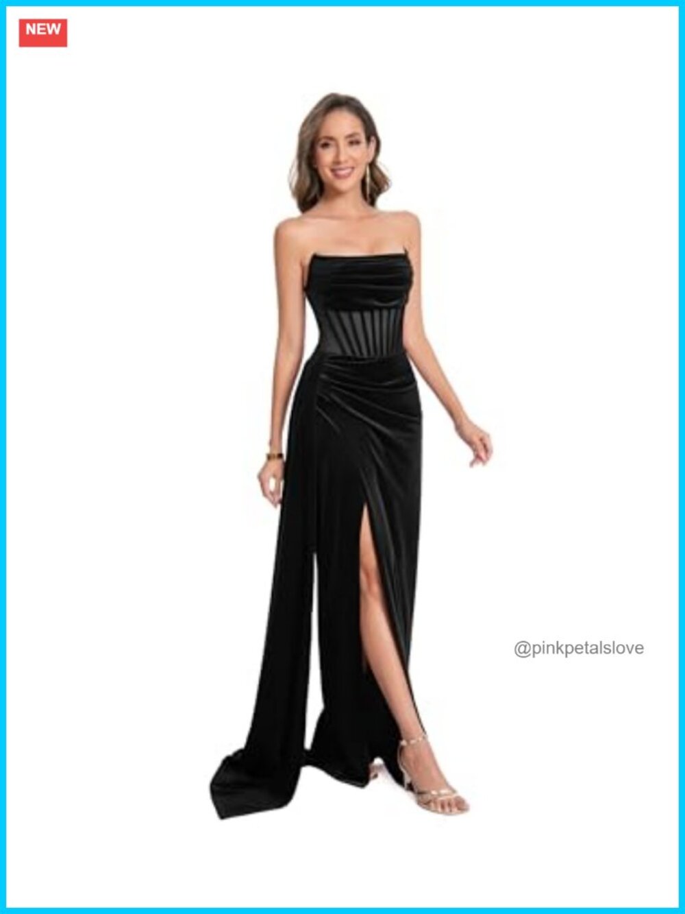 Velvet Sleeveless High Slit Prom Dress Evening Gown